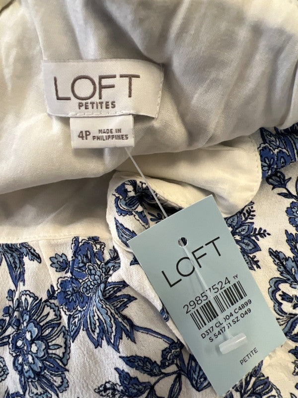LOFT Women's Blue/White Floral Sleeveless Jumper - 4 Petite image 3