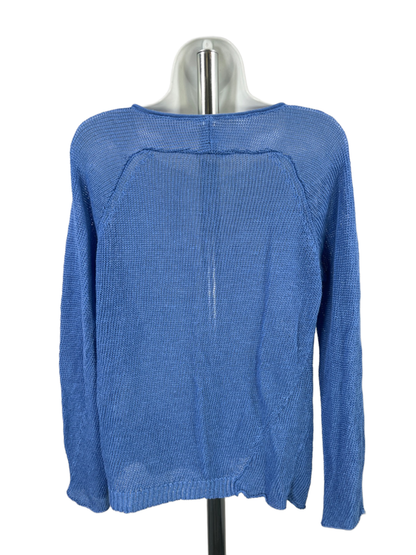 Eileen Fisher Women's Blue Long Sleeve Open Knit Pullover Sweater - M image 2
