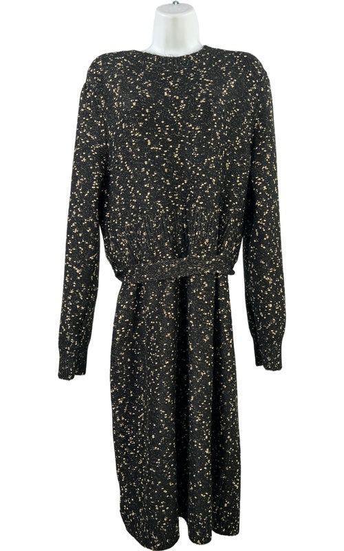 Ann Taylor Women’s Black/Gold Metallic Long Sleeve Sweater Dress - XL Petite image 2