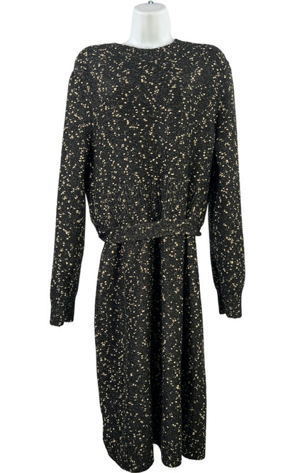 Ann Taylor Women’s Black/Gold Metallic Long Sleeve Sweater Dress - XL Petite image 2