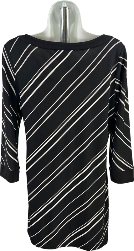 White House Black Market Women’s Black Striped Long Sleeve Tunic Blouse - S image 2