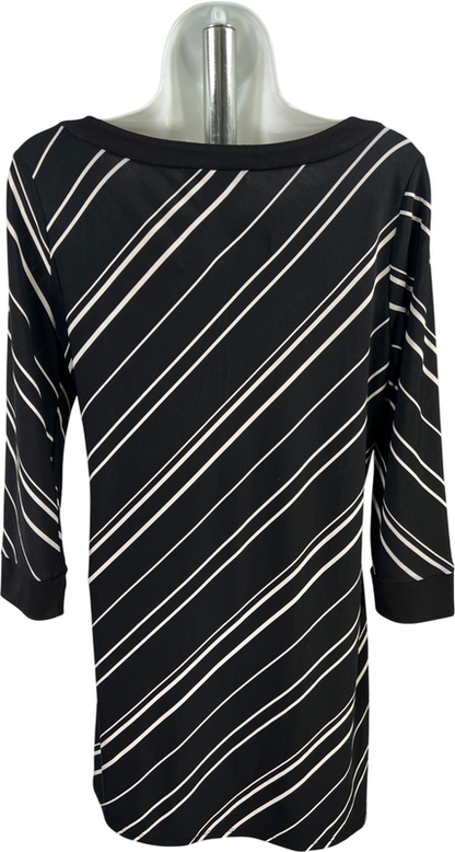 White House Black Market Women’s Black Striped Long Sleeve Tunic Blouse - S image 2