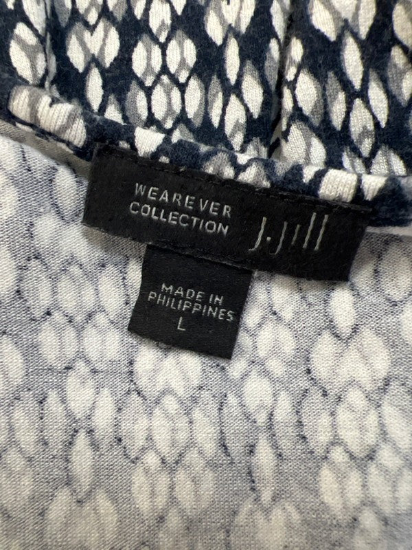 J Jill Women's Blue/Gray Patterned Wearever 3/4 Sleeve Tee Shirt - L image 3