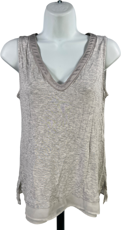 White House Black Market Women’s Gray Heather Beaded Trim Tank Top - XS