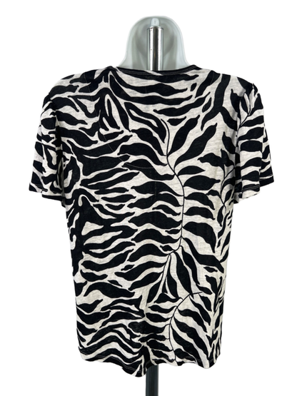 Chico's Women's White/Black Short Sleeve Linen T-Shirt - 1/US M image 2