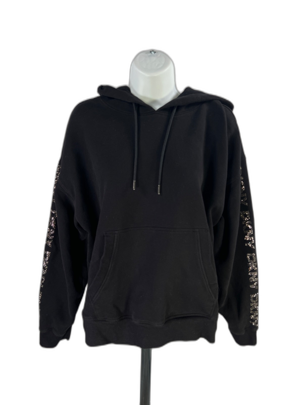 DKNY Sport Women's Black Rhinestone Sleeve Pullover Sweatshirt - L