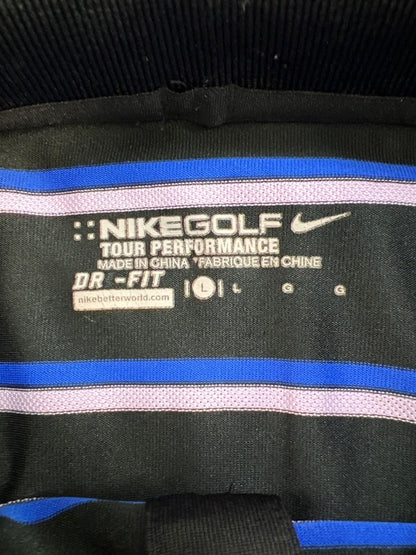 Nike Golf Men’s Black/Blue Striped Dri-Fit Tour Performance Polo - L image 3
