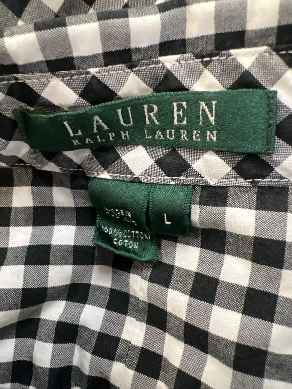 Lauren Ralph Lauren Women's Black/White Gingham Button Up 3/4 Sleeve Shirt - L image 3