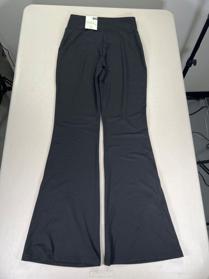 SO Women's Black Criss Cross Band Pull On Flare Legging Pants - M image 2