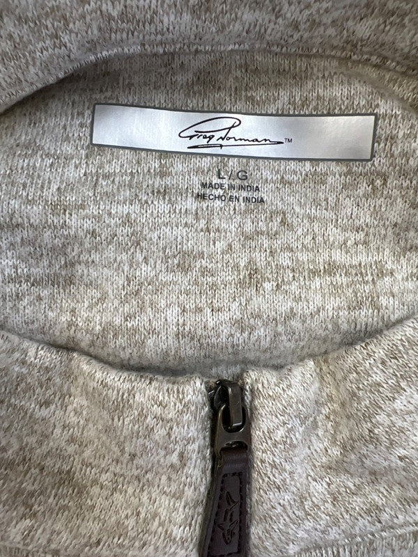 Greg Norman Men's Beige Heather Quarter Zip Sweatshirt - L image 3