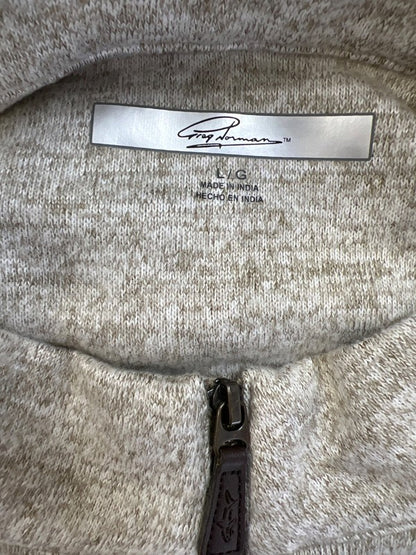 Greg Norman Men's Beige Heather Quarter Zip Sweatshirt - L image 3