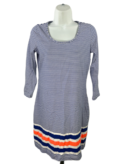 Lilly Pulitzer Women's Blue/White Striped Scoop Neck Half Sleeve Mini Dress - S