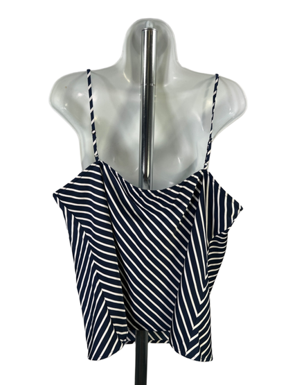 J.Crew Women's Blue/White Shiny Striped Camisole Tank Top - XL image 2
