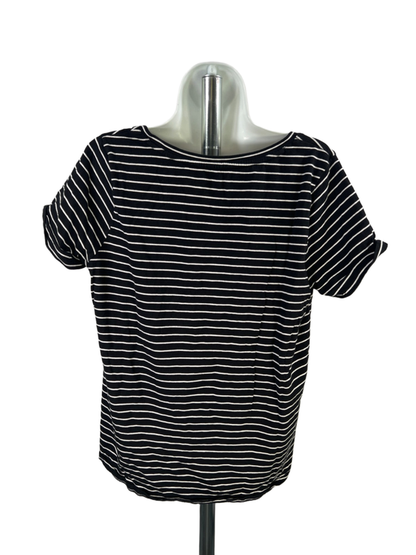 J.Jill Women's Black/White Striped Short Sleeve Everyday Cotton T-Shirt - M image 2