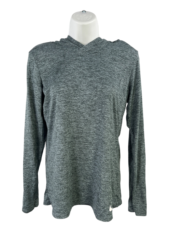 Nike Women's Blue Dri-Fit Long Sleeve Hooded Athletic Shirt - S
