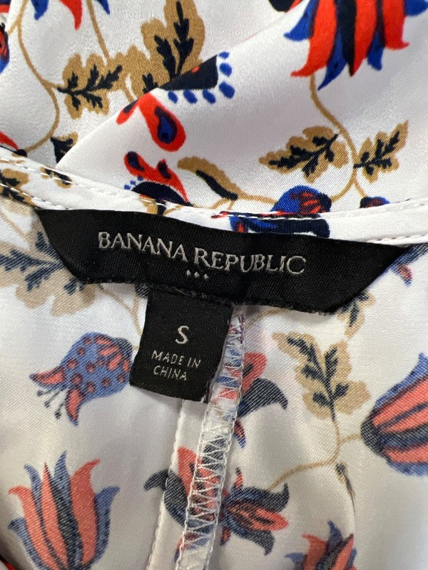 Banana Republic Women's White/Red Long Sleeve V-Neck Blouse - S image 3