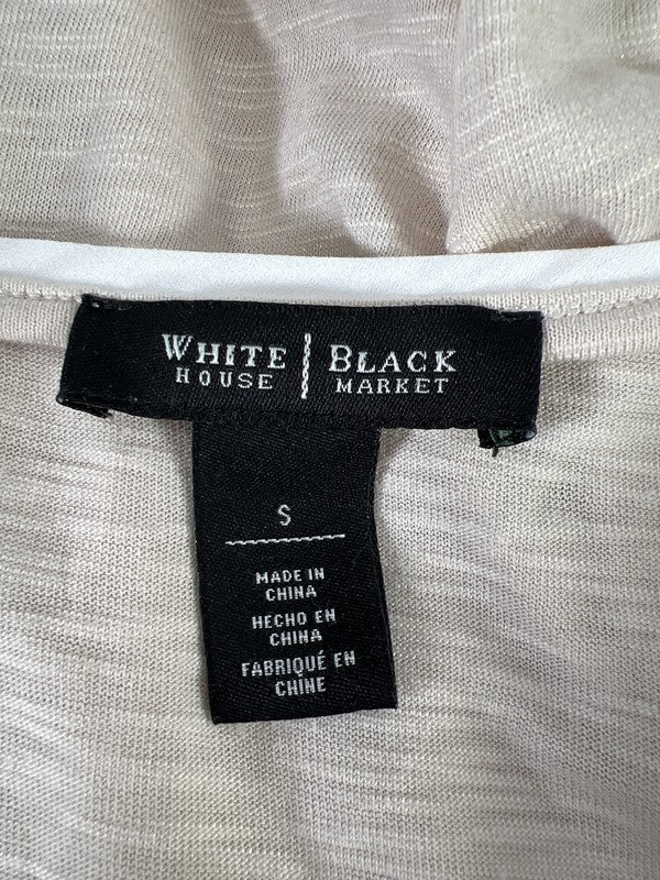 White House Black Market Women’s Beige 3/4 Sleeve Tunic Shirt - S image 3