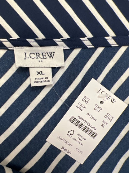 J.Crew Women's Blue/White Shiny Striped Camisole Tank Top - XL image 3