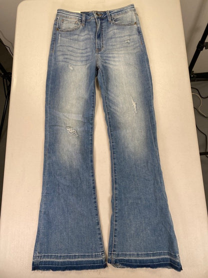 Harper Heritage Women's Light Wash Ripped High Rise Flare Jeans - 28 image 5