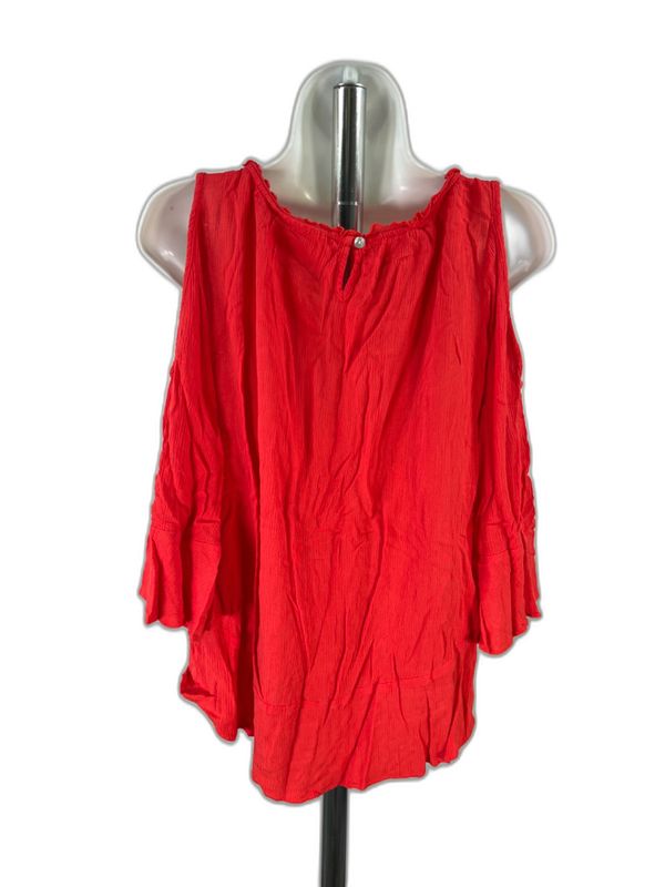 Chico's Women's Red 3/4 Bell Sleeve Cold Shoulder Blouse - 0/US S image 2