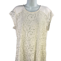 Chico's Women's White Lace Lined Zipper Back Short Cap Sleeve Blouse - 1/US M