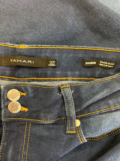 Tahari Women's Dark Wash Sharon Double Button Roll Cuff Skinny Jeans - 12/31 image 3