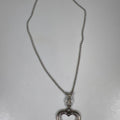 Brighton Women's Silver Pleate Heart Swarovski Pendant 8.5in Chain Necklace