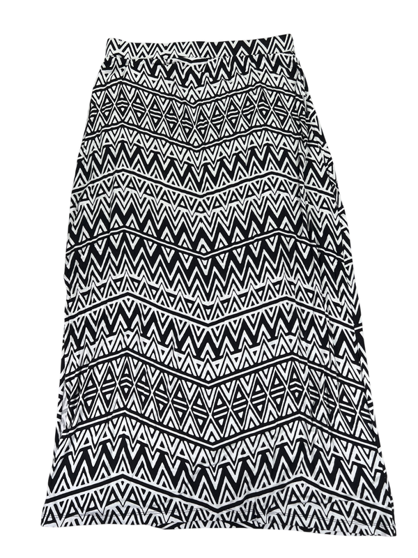 Apt 9 Women's Black/White Geometric Print Flowy Side Slit Maxi Skirt - L image 2