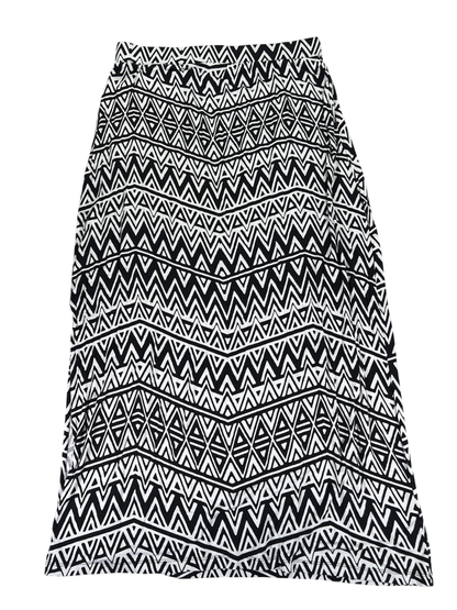 Apt 9 Women's Black/White Geometric Print Flowy Side Slit Maxi Skirt - L image 2