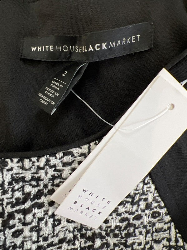 White House Black Market Women's Black/White Tweed Sheath Dress - 2 image 3