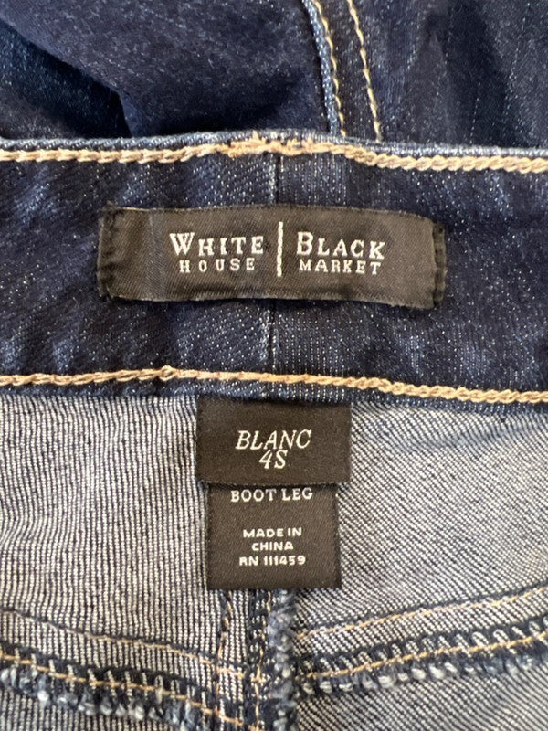 White House Black Market Women's Dark Wash Blanc Bootcut Denim Jeans - 4 Short image 3