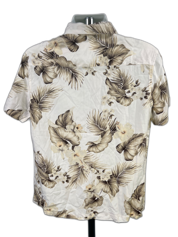 Aeropostale Men's White/Beige Hawaiin Short Sleeve Button Up Shirt - M image 2