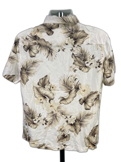 Aeropostale Men's White/Beige Hawaiin Short Sleeve Button Up Shirt - M image 2
