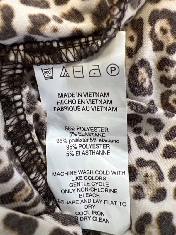Michael Kors Women's Brown Cheetah Print 3/4 Bell Sleeve Flounce Mini Dress - M image 4