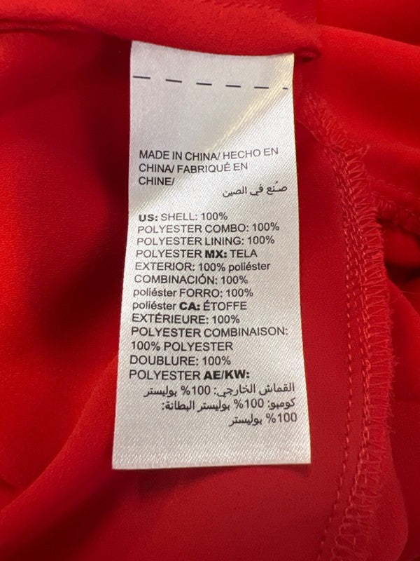 White House Black Market Women's Red Ruffle Detail Sleeveless Tiered Blouse - 4 image 4
