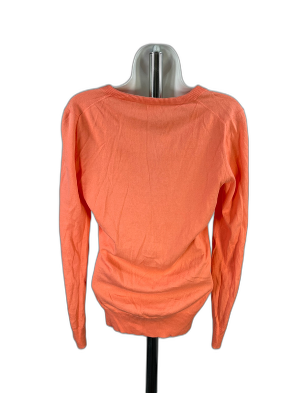 J.Crew Women's Orange/Coral Long Sleeve Thin V-Neck Sweater - M image 2