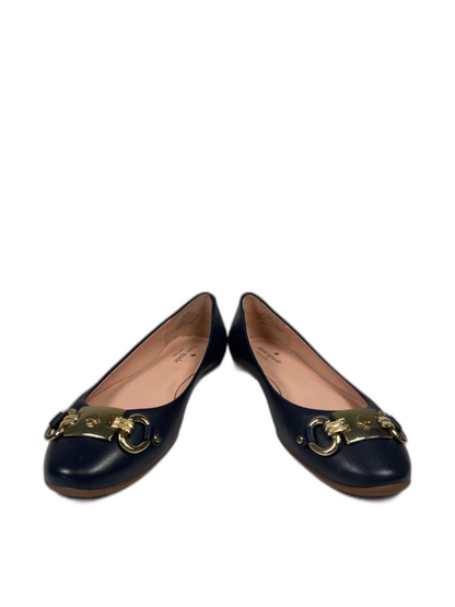 Kate Spade Women's Blue Leather Phoebe Gold Accent Ballet Flats - 7 image 6