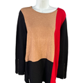 Chico's Women's Multicolor Colorblock Long Sleeve Zipper Cuff Sweater - 1/US M
