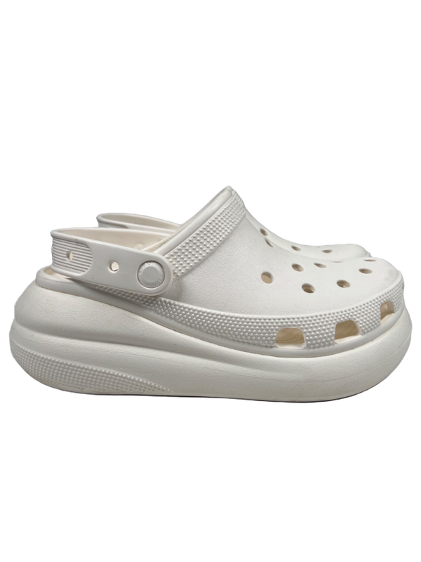 Crocs Unisex Ivory/White Comfort Classic Crush Platform Clogs - Women's 8