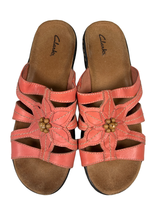 Clarks Women's Pink Lexi Myrtle Floral Beaded Slide On Sandals - 10 Extra Wide image 3