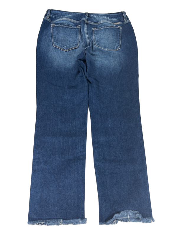 KanCan Women's Dark Wash Mid Rise Frayed Cuff Straight Denim Jeans - 14 Plus image 2