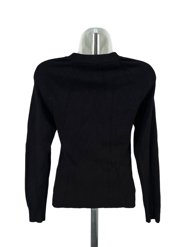 White House Black Market Women's Black Square Neck Long Sleeve Sweater - S image 2