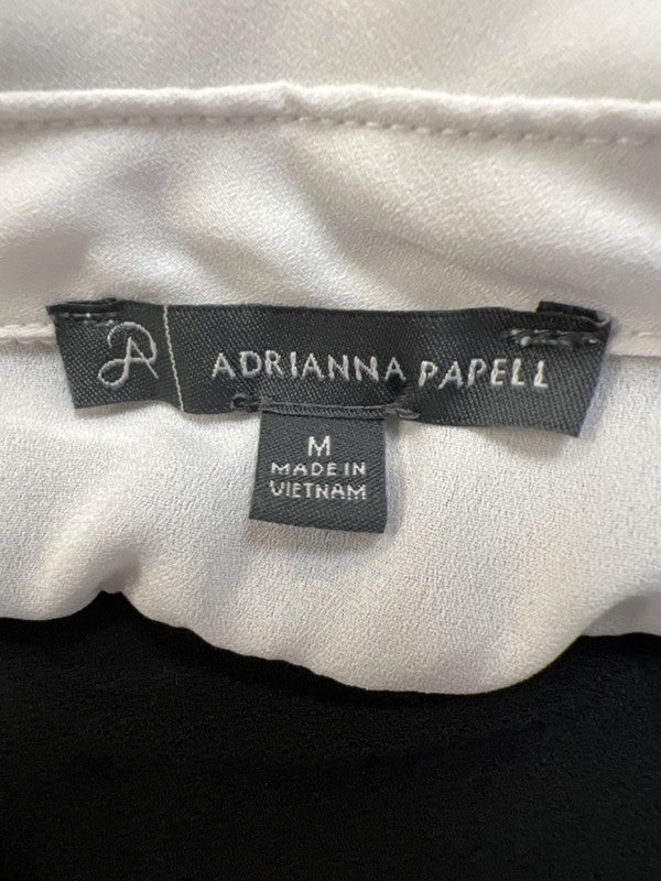 Adrianna Papell Women's Black/White V-Neck Long Sleeve Blouse - M image 3