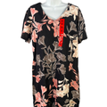 Nicole Miller Women's Black Floral Short Sleeve Shirt Dress - M