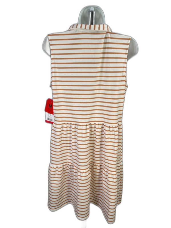Nautica Jeans Women's White/Orange Striped Collared Sleeveless Mini Dress - M image 2