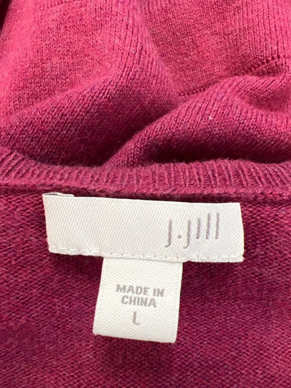 J.Jill Women's Purple/Pink Long Sleeve Pocket Front Sweater - L image 3
