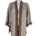 Max Studio Women's Blue/White 3/4 Loose Sleeve Kimono Blouse - M