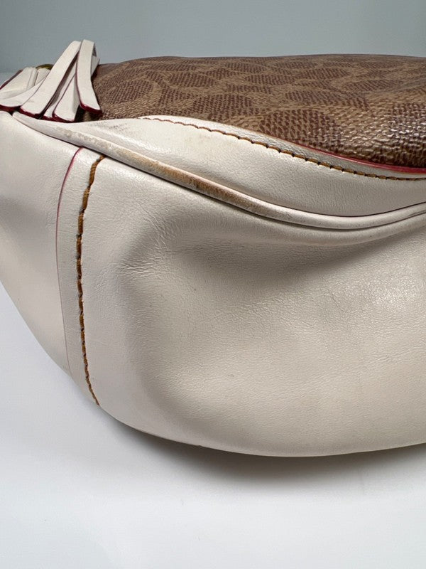 Coach Women's Brown/Ivory Coated Canvas Sutton Hobo Shoulder Bag Purse image 7