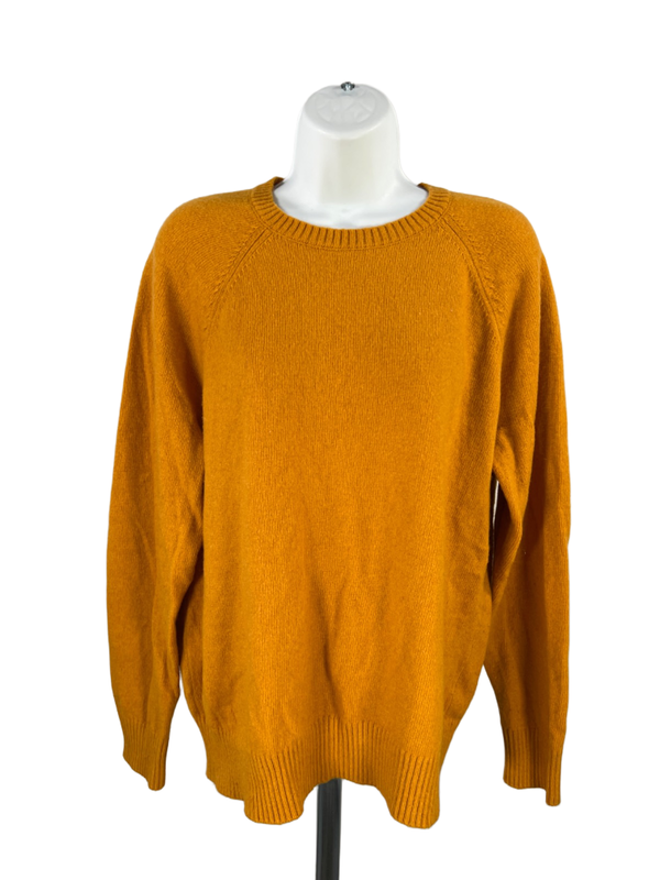 J Crew Women's Yellow Wool Blend Long Sleeve Crewneck Sweater - L