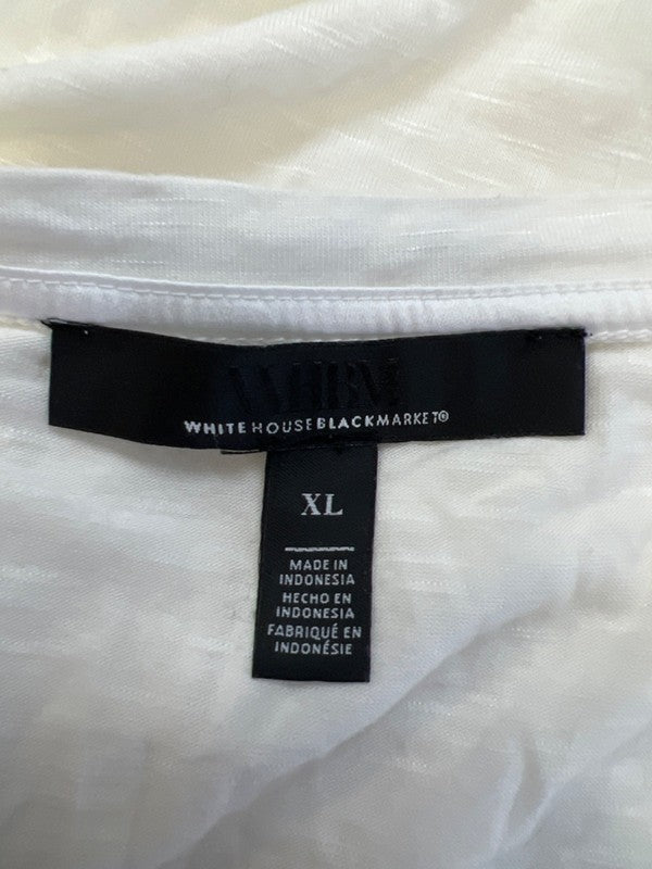 White House Black Market Women's White V Neck Ruched Sleeveless Tank Top - XL image 3